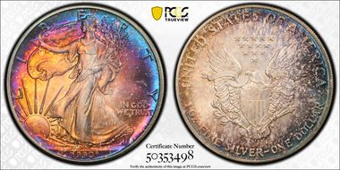 1990 $1 Silver Eagle MS68