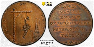 (c.1790) Tk 1/4D DH-1105 Middlesex, End of Pain MS64RB
