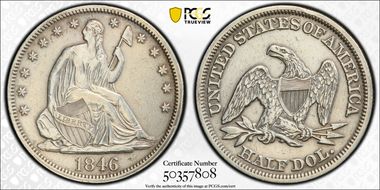 1846 50C Tall Date N1