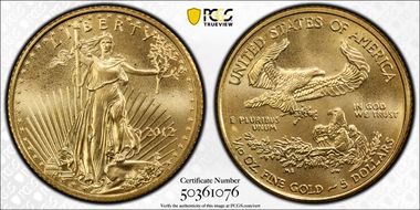 2012 $5 Gold Eagle First Strike MS70