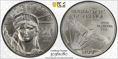 2014 $100 Statue of Liberty MS70