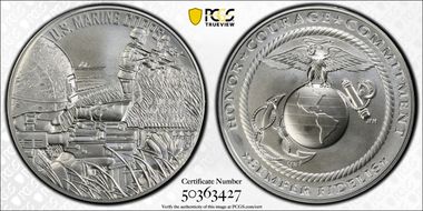 (2023) Medal U.S. Marine Corps Matte 1 oz Ag MS70