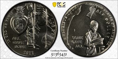 2022-D 50C National Purple Heart Hall of Honor MS70