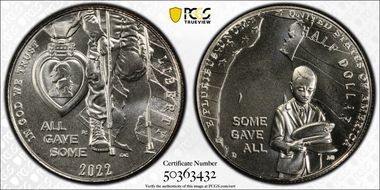 2022-D 50C National Purple Heart Hall of Honor MS69