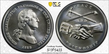 (2018) Medal George Washington "1789"  Silver Matte Finish MS70
