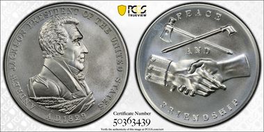 (2020) Medal Andrew Jackson "1829" Silver Matte Finish MS70