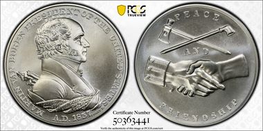 (2021) Medal Martin Van Buren "1837" Silver Matte Finish MS69