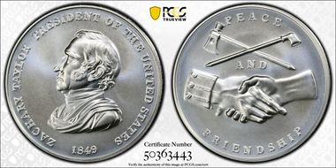(2022) Medal Zachary Taylor "1849" Silver Matte Finish MS70