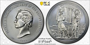 (2022) Medal Franklin Pierce "1853" Silver Matte Finish MS69