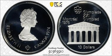 1974 $10 Temple of Zeus PR68DCAM