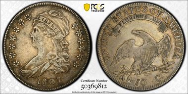 1807 50C Capped Bust, Small Stars VF35