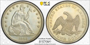 1863 $1 PR62
