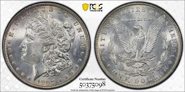 1897 $1 VAM 6A, Pitted Reverse MS63