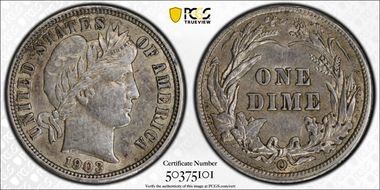 1903-O 10C AU58