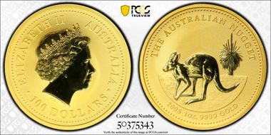 2005 $100 Kangaroo-Nugget Au MS68