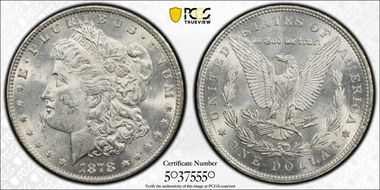 1878 7TF $1 Reverse of 1879 MS62