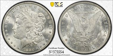 1880/9-S $1 VAM 11, 0/9 Overdate MS63