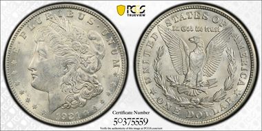 1921 $1 Morgan MS63