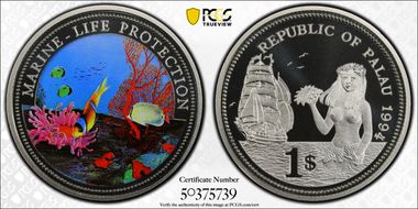 1994 $1 KM-5 Ocean Scene Colorized PR70DCAM