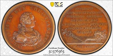 (1733) AE Medal Betts-168, Company of the Indies MS61BN