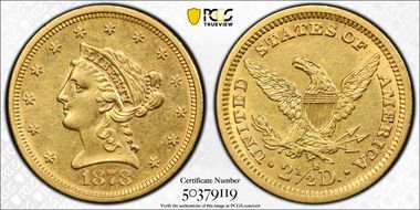 1878-S $2.50 AU58