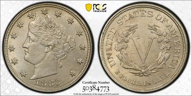 1883 5C No CENTS MS64