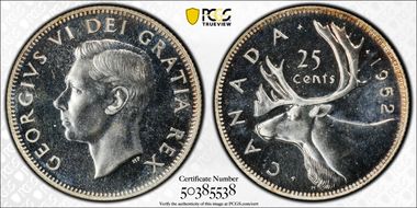 1952 25C Low Relief PL65