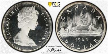 1965 S$1 Type 1 Sm Beads, Pt 5 Ag PL66CAM