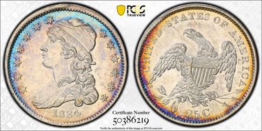 1834 25C Browning 1, Late Die State N1