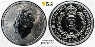 2023 £2 Coronation of Charles III Ag Royal Cypher MS68