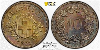 1871 B 10 Rap MS62