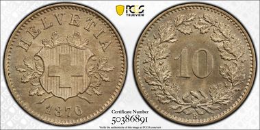 1876 B 10 Rap MS66