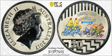 2017 20C Bananas in Pyjamas Colorized Frosted Uncirculated MS69