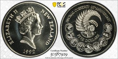 1992 $5 Decimal Currency MS68