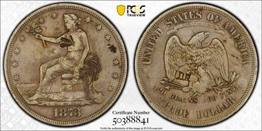 1873 T$1 Chopmarked VF25