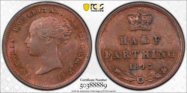 1843 1/2 Far S-3951 MS62RB