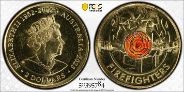2023 $2 35th Ann $2 Coin Set Colorized Firefighters MS66