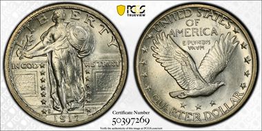 1917-S 25C Type 2 MS62FH