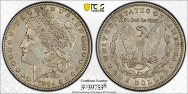 1884 $1 VAM 3 Large Dot XF45