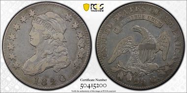 1820 25C Lg O, Lg Stars, B-2 VF25