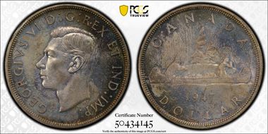 1947 S$1 Pointed 7 Quadrupled HP MS65