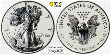 2021-W $1 Silver Eagle Rev PR - Type 1 Designer Edition - First Strike PR70