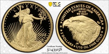 2022-W $5 Gold Eagle First Strike PR70DCAM