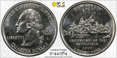 1999-D 25C New Jersey MS65PL