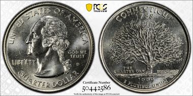 1999-D 25C Connecticut MS66