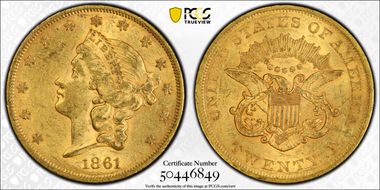 1861 $20 AU55