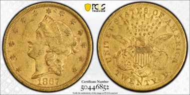 1867-S $20 AU53