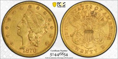 1870-S $20 AU53
