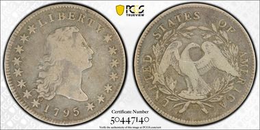 1795 $1 Flowing Hair, 3 Leaves VF20
