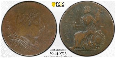 1787 CT 1/2P Mail Bust Rt, Muttonhead VF25BN